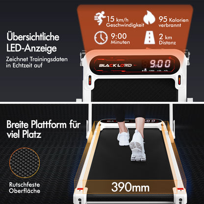 BLACK LORD Laufband Elektrisch Laufmatte  Neigung Stoßdämpfer Faltbar Weiß