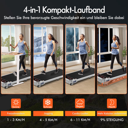 BLACK LORD Laufband Elektrisch Laufmatte  Neigung Stoßdämpfer Fitnessstudio, Silber