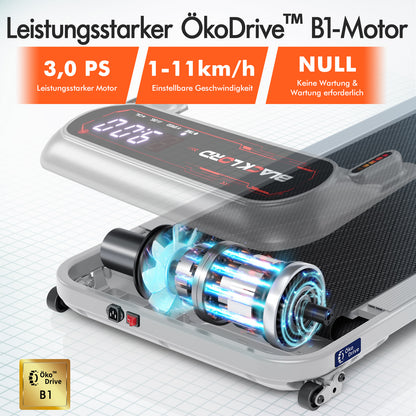 BLACK LORD Laufband Elektrisch Laufmatte  Neigung Stoßdämpfer Fitnessstudio, Silber