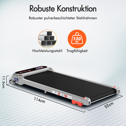 BLACK LORD Laufband Elektrisch Laufmatte  Neigung Stoßdämpfer Fitnessstudio, Silber