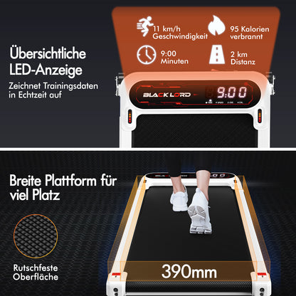 BLACK LORD Laufband Elektrisch Laufmatte  Neigung Stoßdämpfer Fitnessstudio, Weiß