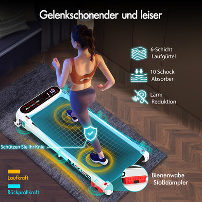 BLACK LORD Laufband Elektrisch Laufmatte  Neigung Stoßdämpfer Fitnessstudio, Weiß