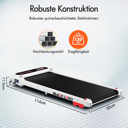 BLACK LORD Laufband Elektrisch Laufmatte  Neigung Stoßdämpfer Fitnessstudio, Weiß