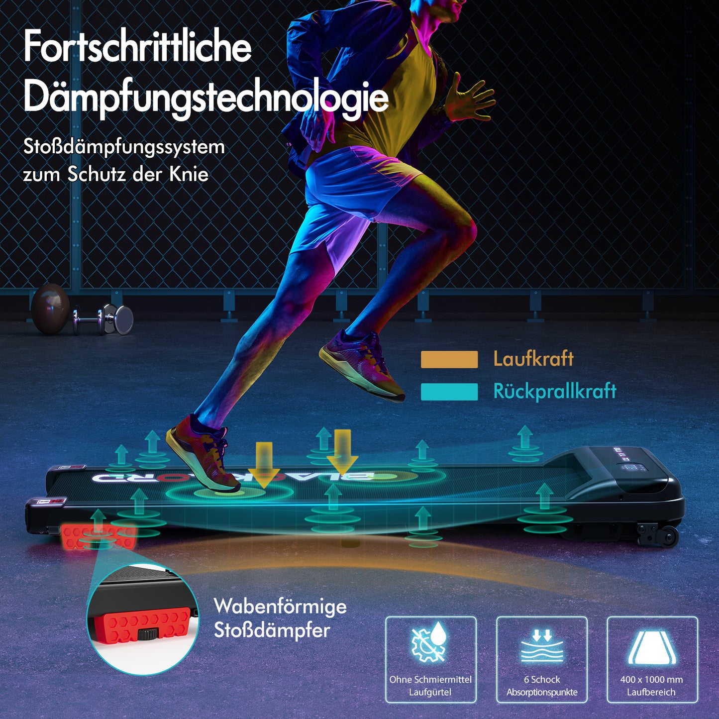 BLACK LORD Laufband Elektrisch Tretmühle  Zuhause Büro Fitnessstudio Steigung, Schwarz