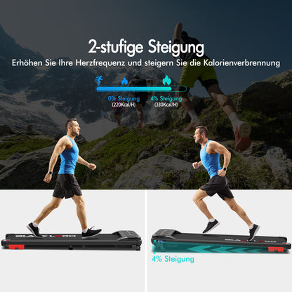 BLACK LORD Laufband Elektrisch Tretmühle  Zuhause Büro Fitnessstudio Steigung, Schwarz