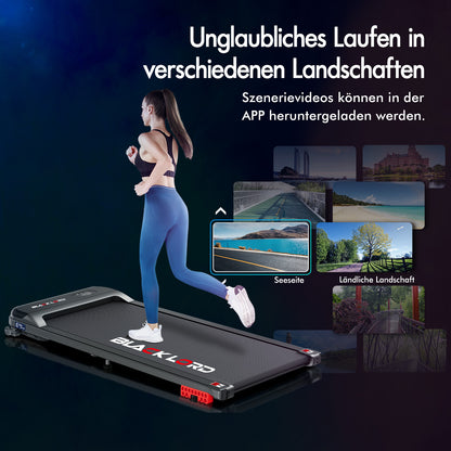 BLACK LORD Laufband Elektrisch Tretmühle  Zuhause Büro Fitnessstudio Steigung, Schwarz