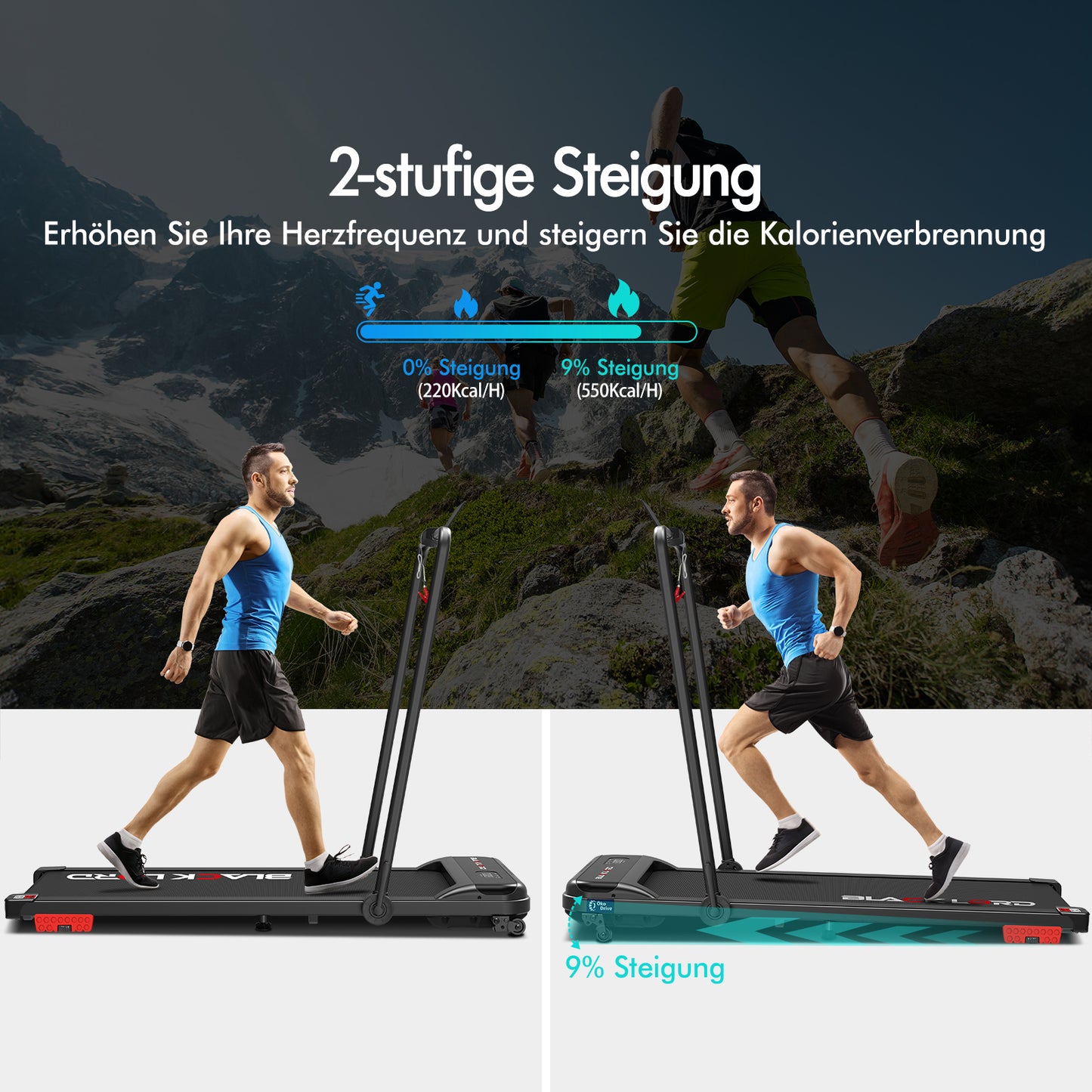 BLACK LORD Laufband Elektrisch Laufband Zuhause Büro Fitnessstudio Steigung