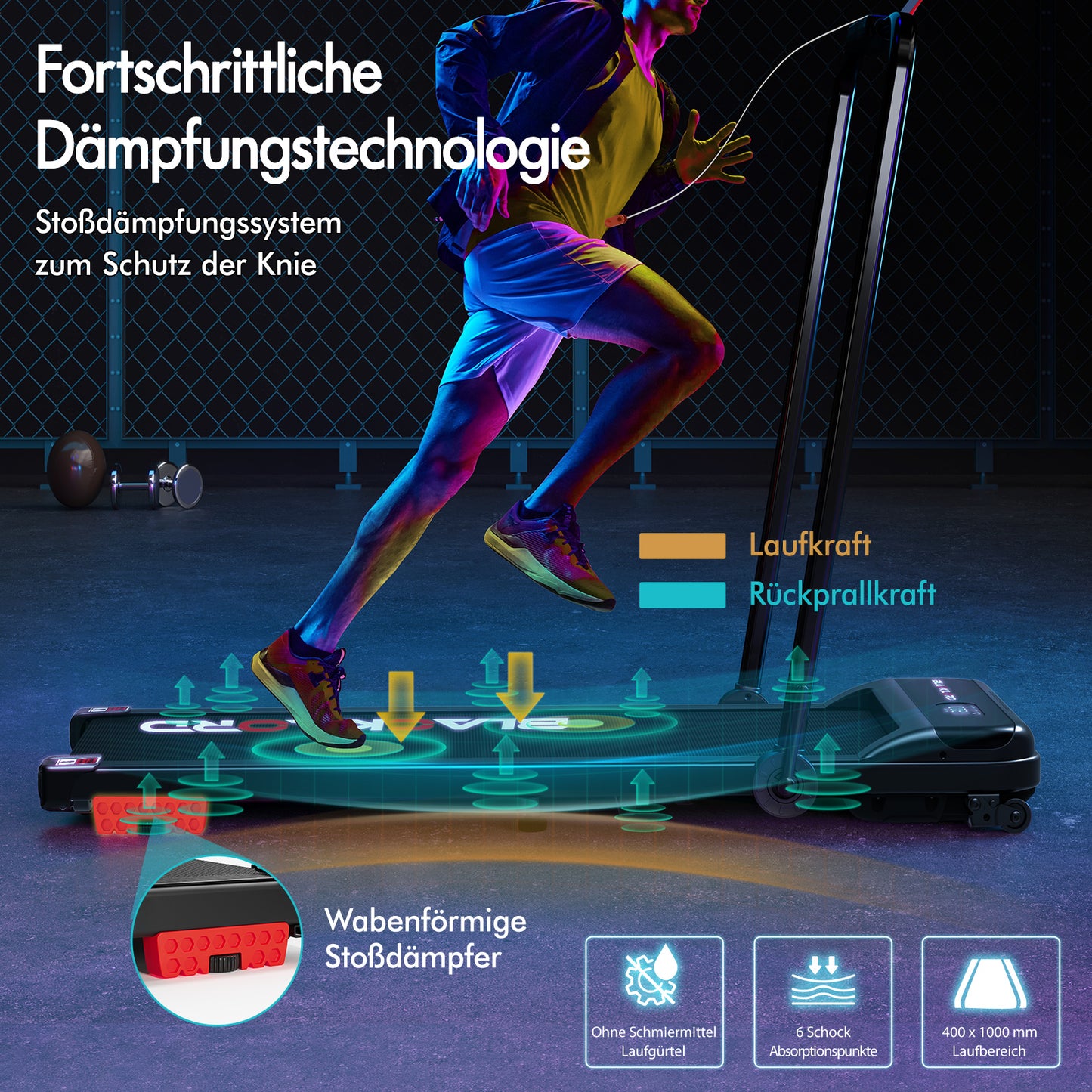 BLACK LORD Laufband Elektrisch Tretmühle Heim BüroNeigung Faltbar Schwarz