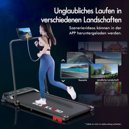 BLACK LORD Laufband Elektrisch Tretmühle Heim BüroNeigung Faltbar Schwarz