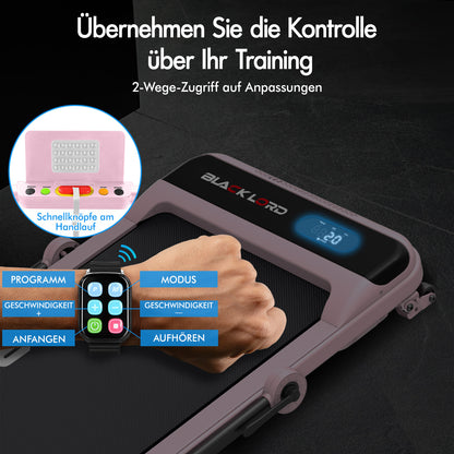 BLACK LORD Laufband Elektrisch Tretmühle Heim BüroNeigung Faltbar Rosa