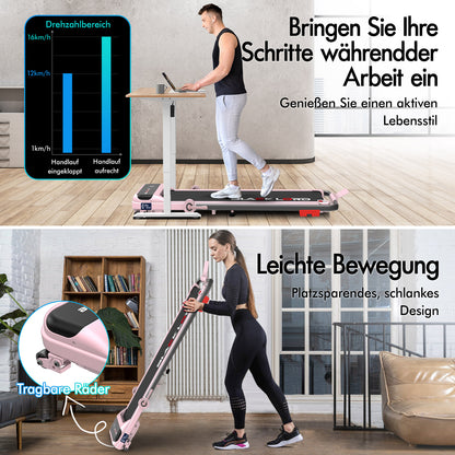 BLACK LORD Laufband Elektrisch Tretmühle Heim BüroNeigung Faltbar Rosa