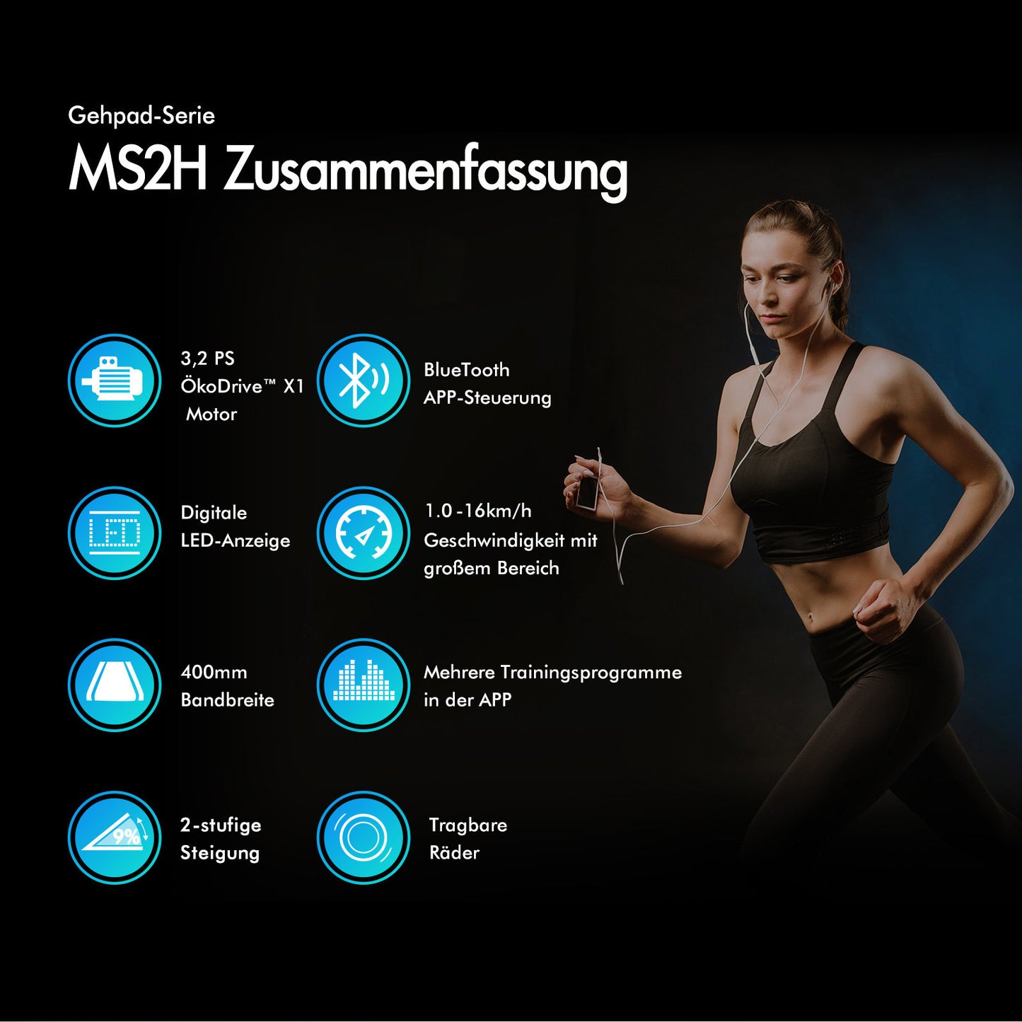 BLACK LORD Laufband Elektrisch Tretmühle Heim BüroNeigung Faltbar Rosa