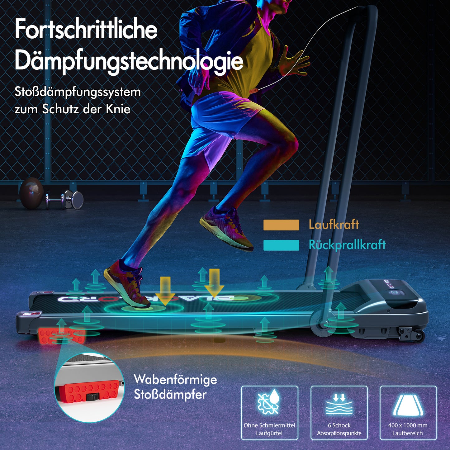 BLACK LORD Laufband Elektrisch Tretmühle Heim BüroNeigung Faltbar Silber