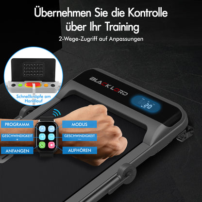 BLACK LORD Laufband Elektrisch Tretmühle Heim BüroNeigung Faltbar Silber