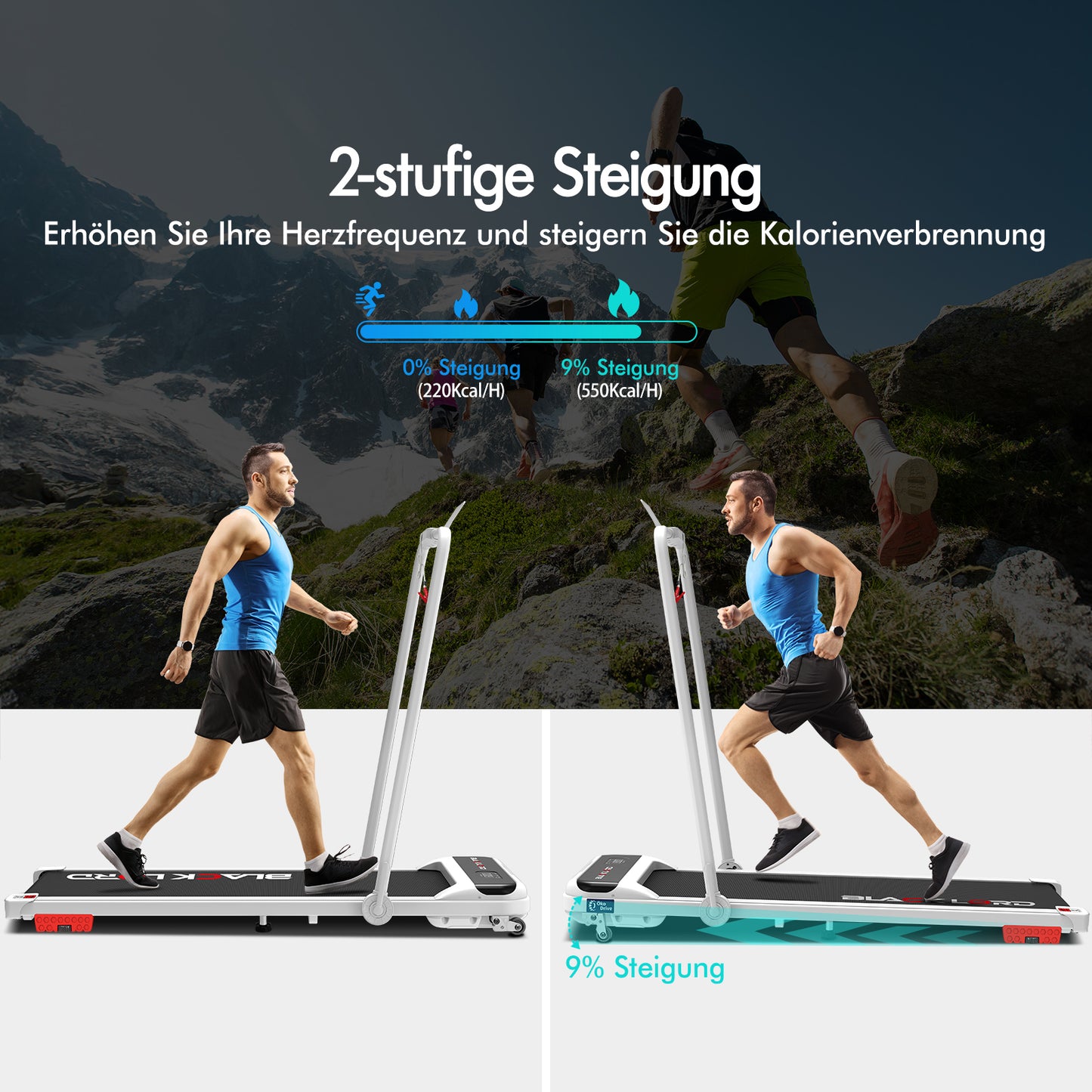 BLACK LORD Laufband Elektrisch Tretmühle Heim BüroNeigung Faltbar Weiß