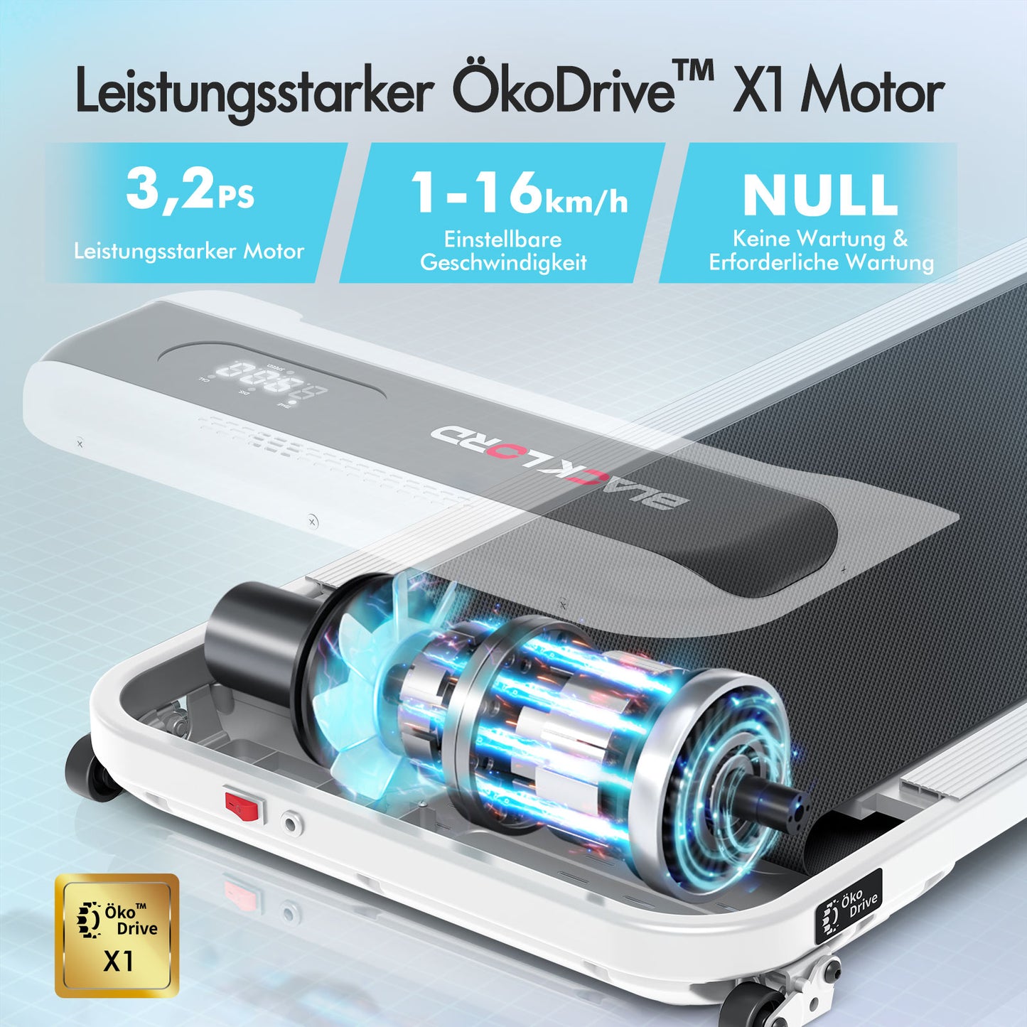 BLACK LORD Laufband Elektrisch Laufband Zuhause Büro Fitnessstudio Steigung