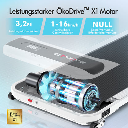 BLACK LORD Laufband Elektrisch Tretmühle Heim BüroNeigung Faltbar Weiß