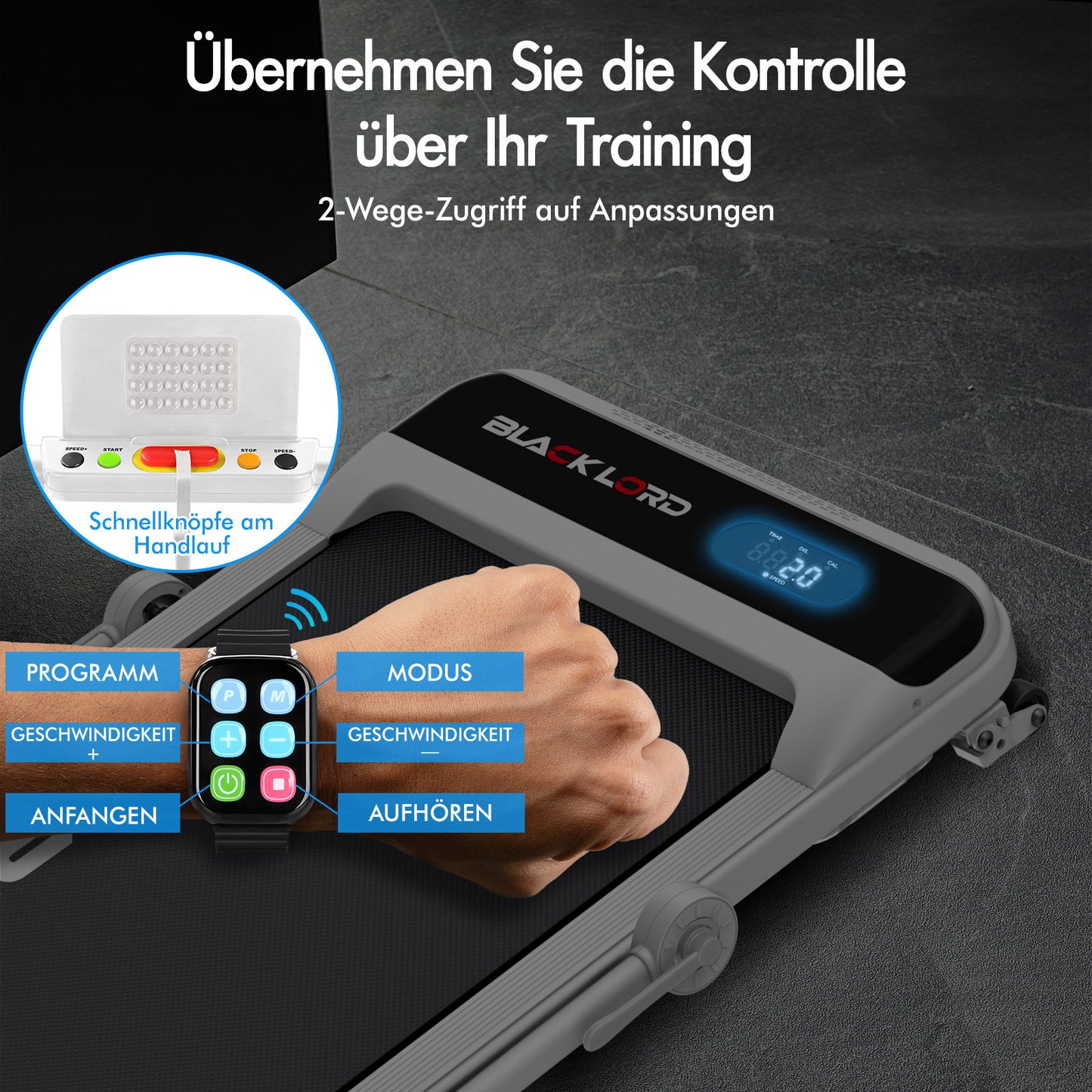 BLACK LORD Laufband Elektrisch Tretmühle Heim BüroNeigung Faltbar Weiß