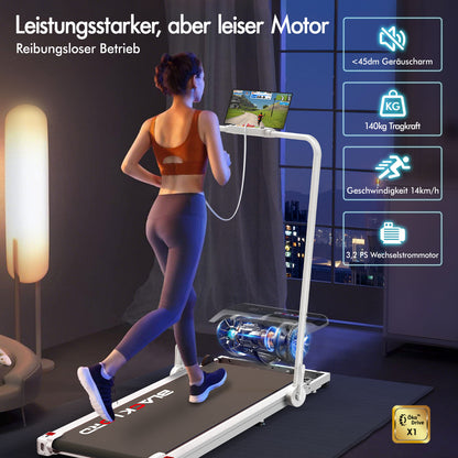 BLACK LORD Laufband Elektrisch Tretmühle Heim BüroNeigung Faltbar Weiß