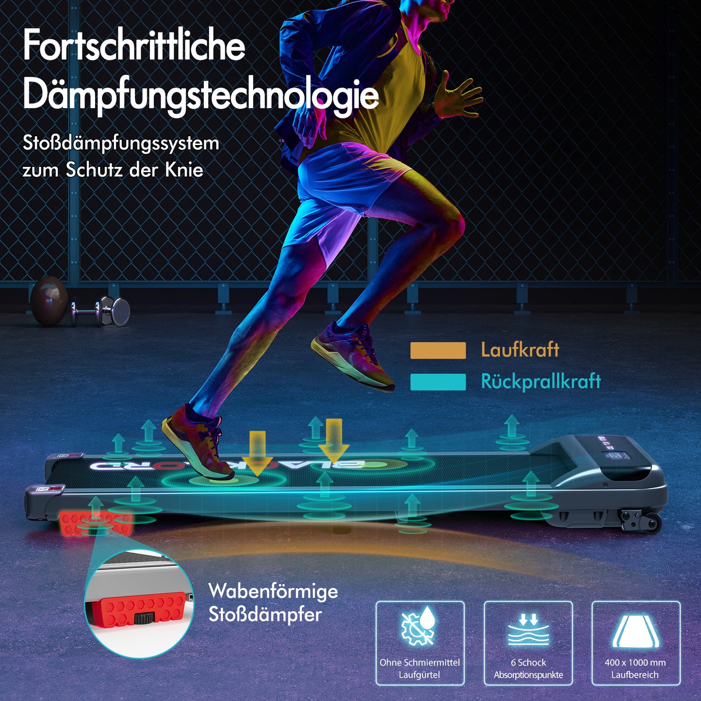 BLACK LORD Laufband Elektrisch Tretmühle  Zuhause Büro Fitnessstudio Steigung, Silber