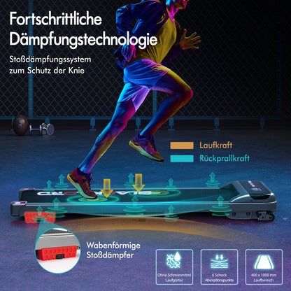 BLACK LORD Laufband Elektrisch Tretmühle  Zuhause Büro Fitnessstudio Steigung, Silber