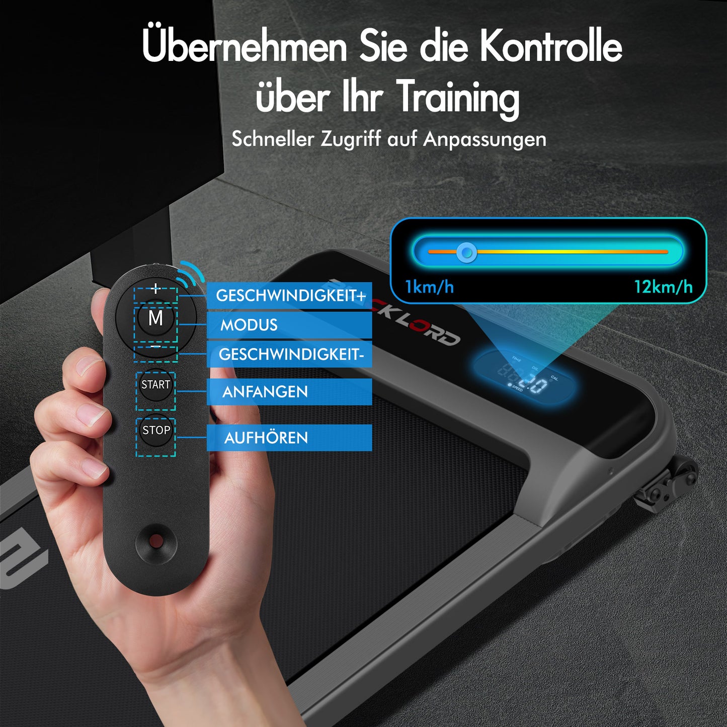 BLACK LORD Laufband Elektrisch Laufband Zuhause Büro Fitnessstudio Steigung