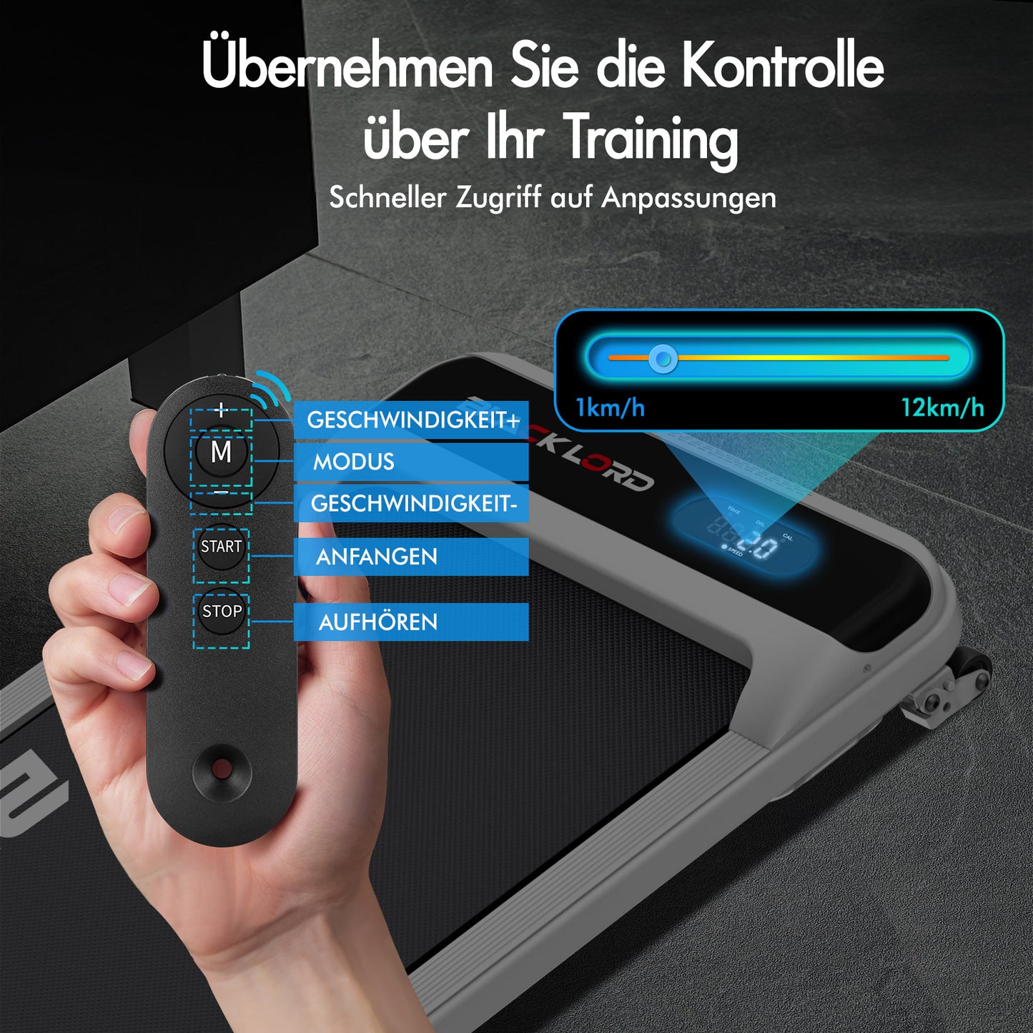 BLACK LORD Laufband Elektrisch Tretmühle  Zuhause Büro Fitnessstudio Steigung, Weiß