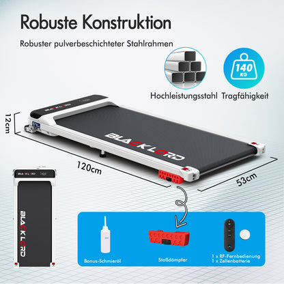 BLACK LORD Laufband Elektrisch Tretmühle  Zuhause Büro Fitnessstudio Steigung, Weiß