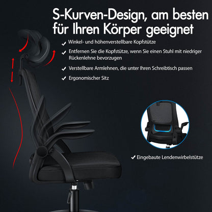 ALFORDSON Mesh-Bürostuhl Executive-Stoffsitz Neigbar für Gaming Renncomputer