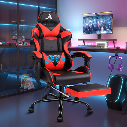 ALFORDSON Gaming Stuhl Bürostuhl Racing Stuhl Fußstütze Sitz PU Leder Rot
