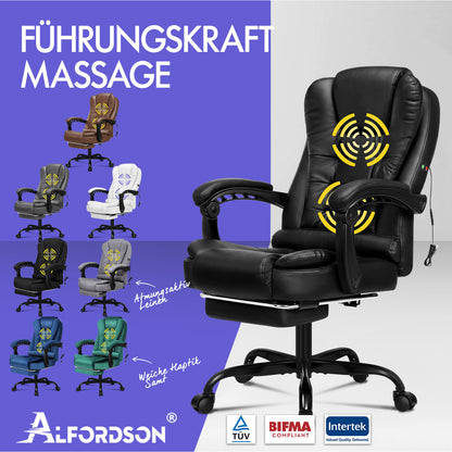 ALFORDSON Massage Bürostuhl mit Fußstütze Executive Gaming Sitz