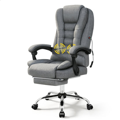 ALFORDSON Massage Bürostuhl Executive Sitz Stoff Gaming Computer Racer, Grau