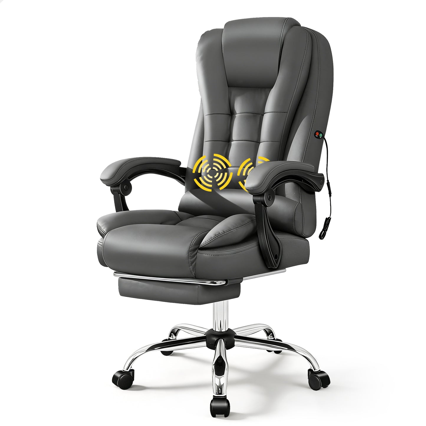 ALFORDSON Massage-Bürostuhl Gaming-Stuhl Executive-Sitz PU-Leder Computer Racer, Grau